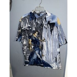Claudio Nucci‎ Men's L Anime Button Up Shirt Made in Russia All Over Print